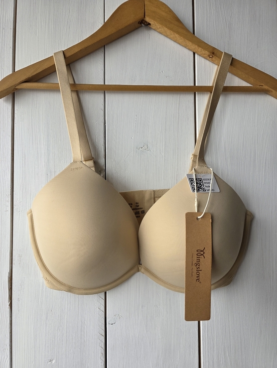 Wingslove Other - Wingslove Deep V Padded Push Up Bra with Underwire Nude NWT Size 34DDD